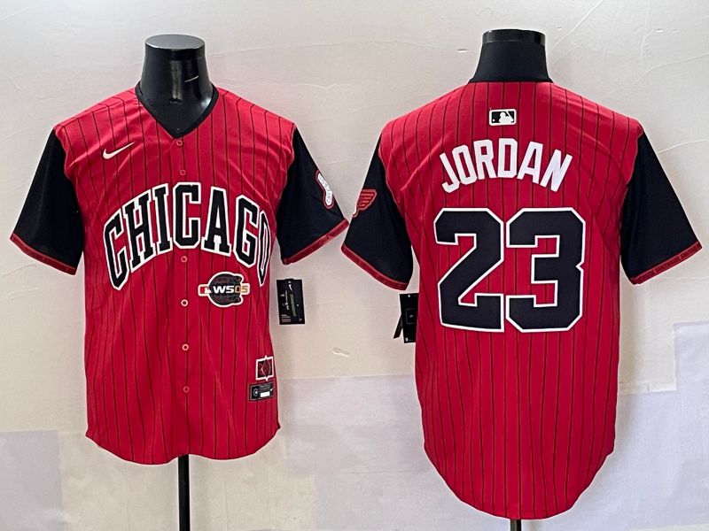 Men Chicago White Sox #23 Jordan Red Stripe Joint Name Nike 2025 MLB Jersey style 41